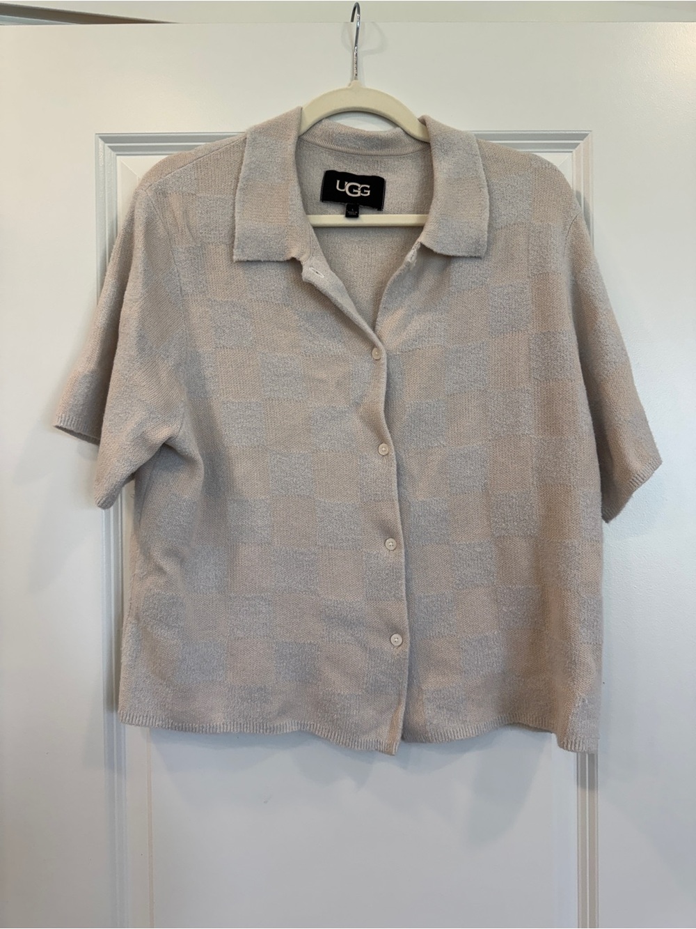 UGG Light Beige Short Sleeve Button Cardigan